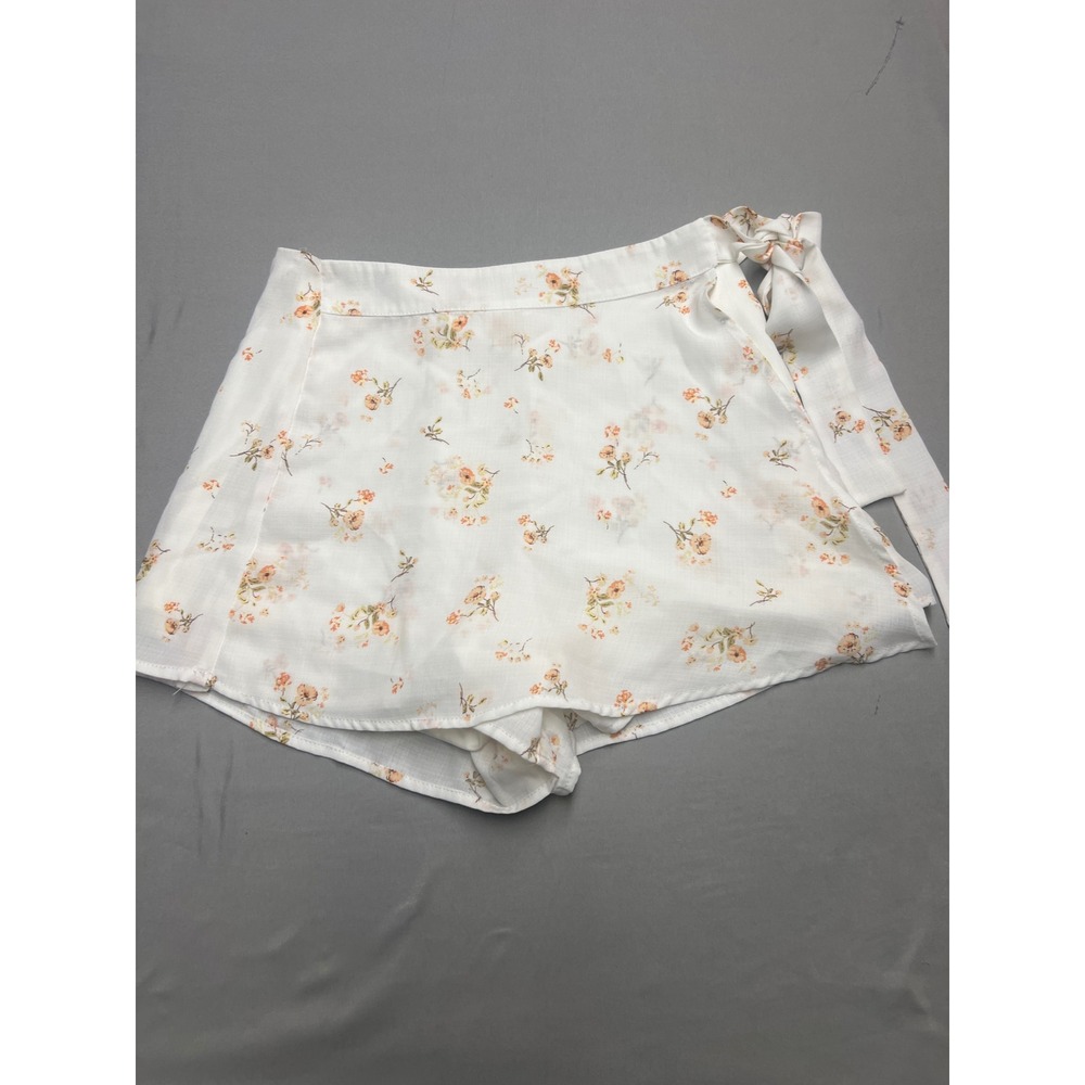 Altar'd State Floral Wrap Skort White Orange Flower Side Tie Mini UP8064 Medium